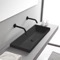 Rectangular Black Ceramic Trough Drop In Sink