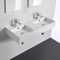 Double Rectangular Ceramic Wall Mounted or Vessel Sink With Counter Space