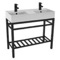 Double Ceramic Console Sink With Matte Black Stand, 40