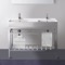 Double Ceramic Console Sink With Polished Chrome Stand, 40