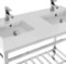 Double Ceramic Console Sink With Polished Chrome Stand, 40