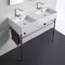 Double Ceramic Console Sink With Polished Chrome Stand, 40