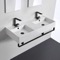 Double Ceramic Wall Mounted Sink With Black Towel Holder