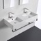 Double Ceramic Wall Mounted Sink With Polished Chrome Towel Holder