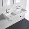 Double Rectangular Ceramic Wall Mounted or Vessel Sink With Counter Space
