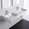 Double Rectangular Ceramic Wall Mounted or Vessel Sink With Counter Space