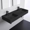 Double Black Ceramic Wall Mounted or Vessel Sink With Counter Space