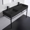 Black Modern Double Console Sink, 48