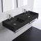 Double Black Wall Mounted Ceramic Sink With Polished Chrome Towel Bar