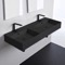 Double Matte Black Ceramic Wall Mounted or Vessel Sink With Counter Space