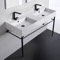 Double Ceramic Console Sink With Matte Black Stand, 48