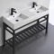 Double Modern Console Sink Vanity, 48