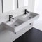 Marble Design Ceramic Wall Mounted or Vessel Double Sink With Counter Space
