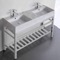 Modern Double Console Sink Vanity, Marble Style Sink, 48