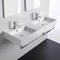 Double Ceramic Wall Mounted Sink With Polished Chrome Towel Holder