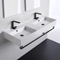 Double Ceramic Wall Mounted Sink With Matte Black Towel Holder