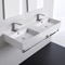 Double Ceramic Wall Mounted Sink With Polished Chrome Towel Holder