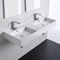 Double Rectangular Ceramic Wall Mounted or Vessel Sink With Counter Space