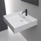 Rectangular White Ceramic Wall Mounted or Vessel Sink