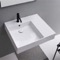 Rectangular Ceramic Wall Mounted or Vessel Sink With Counter Space