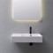 Rectangular Ceramic Wall Mounted or Vessel Sink With Counter Space