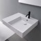 Rectangular Ceramic Wall Mounted or Vessel Sink With Counter Space