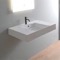 Rectangular Ceramic Wall Mounted or Vessel Sink With Counter Space