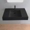 Matte Black Ceramic Wall Mounted or Vessel Sink With Counter Space