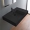 Black Ceramic Wall Mounted or Vessel Sink With Counter Space