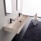 Beige Travertine Ceramic Trough Wall Mounted or Vessel Sink