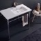 Rectangular Ceramic Console Sink and Polished Chrome Stand, 32