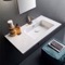 Sleek Rectangular Ceramic Wall Mounted Sink With Counter Space