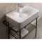 Rectangular White Ceramic Wall Mounted or Vessel Sink