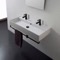 Wall Mounted Double Ceramic Sink With Black Towel Bar