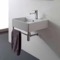 Square Wall Mounted Ceramic Sink With Polished Chrome Towel Bar