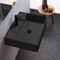 Rectangular Black Ceramic Wall Mounted or Vessel Sink
