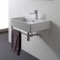 Rectangular Wall Mounted Ceramic Sink With Polished Chrome Towel Bar