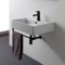 Rectangular Wall Mounted Ceramic Sink With Black Towel Bar