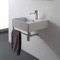 Square Wall Mounted Ceramic Sink With Polished Chrome Towel Bar