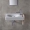 Rectangular White Ceramic Wall Mounted Sink With Towel Holder