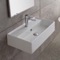 Rectangular White Ceramic Wall Mounted or Vessel Sink