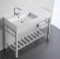 Modern Ceramic Console Sink With Counter Space and Chrome Base, 40