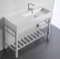 Modern Ceramic Console Sink With Counter Space and Chrome Base, 40