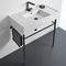Ceramic Console Sink and Matte Black Stand