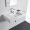 Rectangular Ceramic Wall Mounted or Vessel Sink With Counter Space