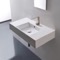 Rectangular Ceramic Wall Mounted or Vessel Sink With Counter Space