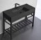 Modern Matte Black Ceramic Console Sink and Matte Black Base, 40