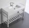 Modern Ceramic Console Sink With Counter Space and Chrome Base, 40