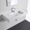 Rectangular Ceramic Wall Mounted or Vessel Sink With Counter Space