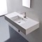 Rectangular Ceramic Wall Mounted or Vessel Sink With Counter Space